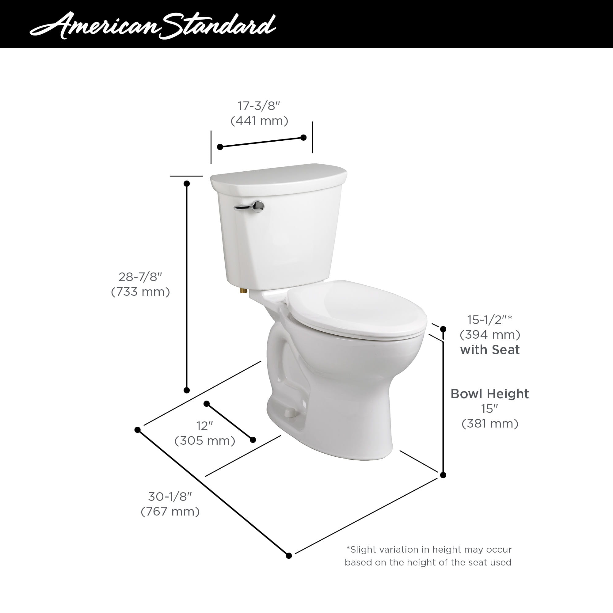 Cadet® PRO TwoPiece 1.28 gpf/4.8 Lpf Standard Height Elongated Toilet